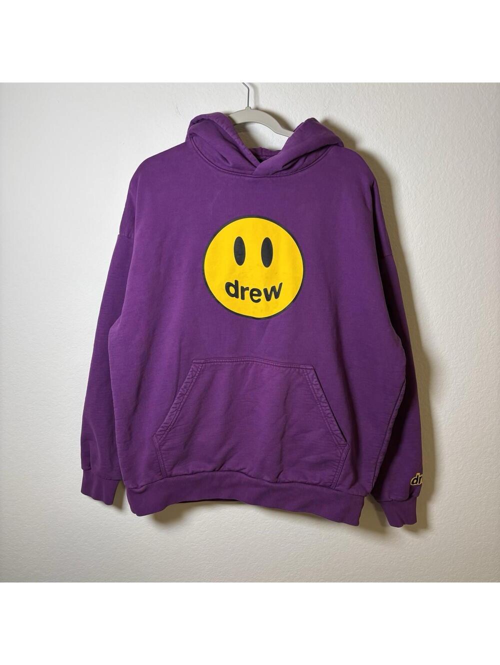 Drew House Smiley Face Hoodie Men’s M Purple Pullover Sweatshirt Justin Bieber